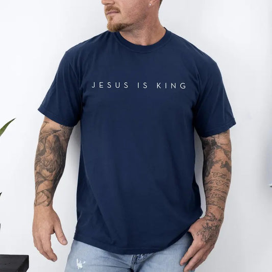 Jesus Is King, Minimalist, Religious, Faith, Gospel, Christian Tshirt, Comfort Colors Tshirt, Men's Tee