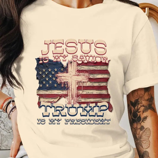Jesus Is My Savior Trump Is My President T-shirt, American Flag T-shirt, President Trump T-shirt, Trump 2024, Trump...