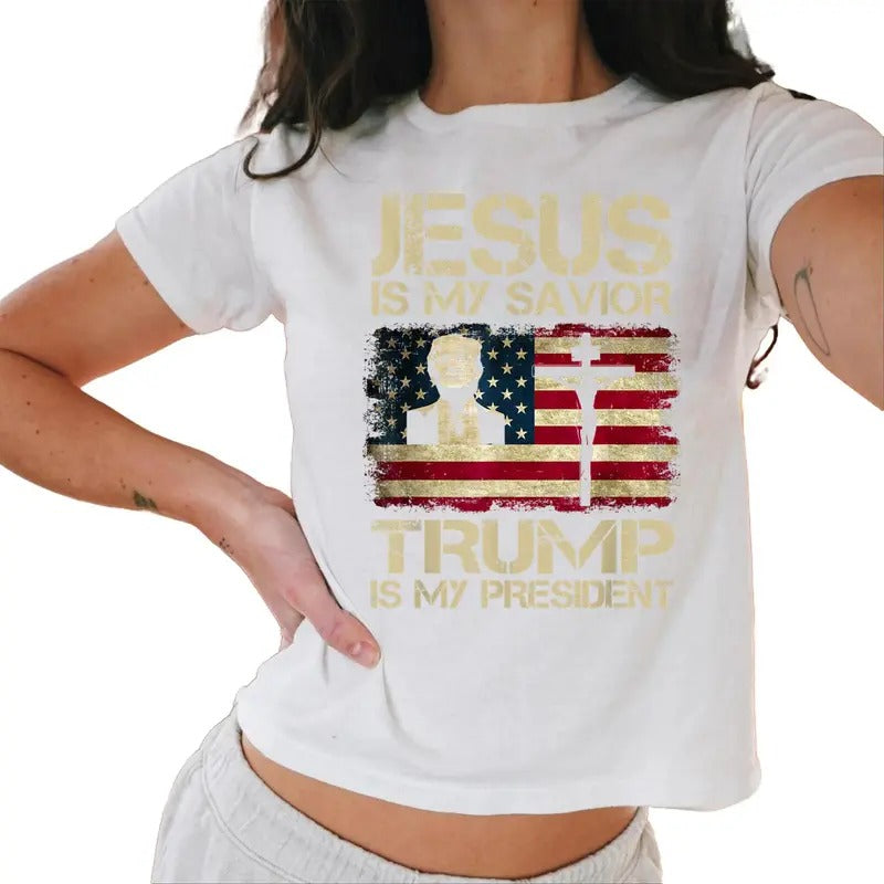 Jesus Is My Savior Trump Is My President Trump 2024 Usa Flag Baby Tee