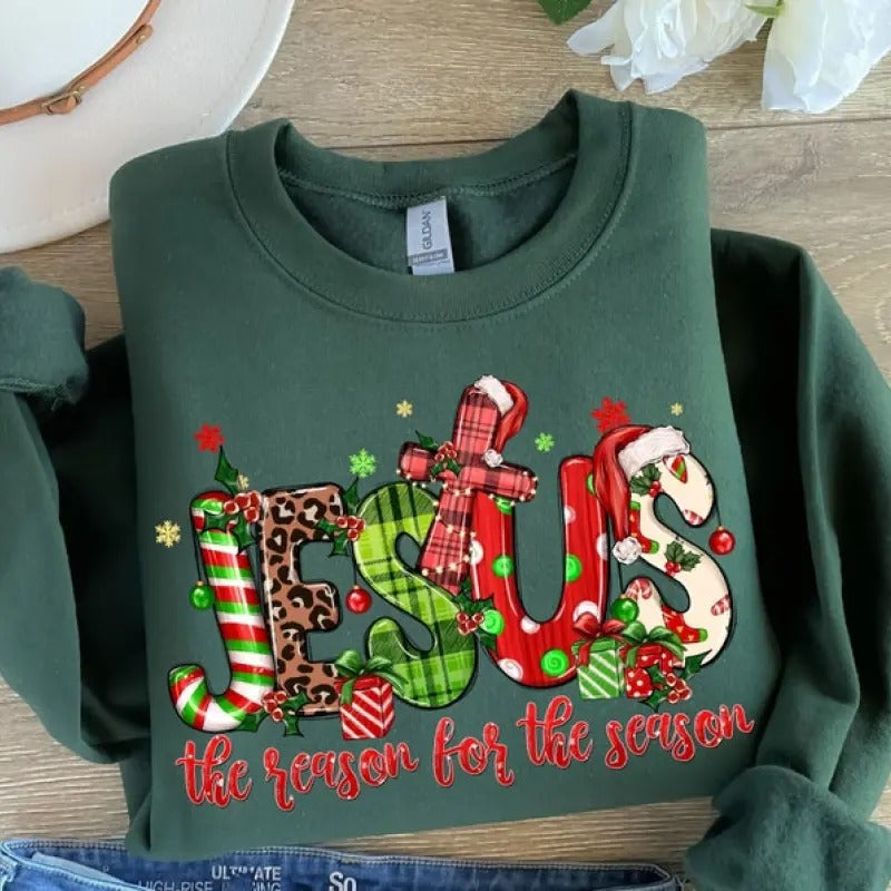 Jesus Is The Reason For The Season Retro Unisex Sweatshirt, Christian Christmas Sweatshirt, Jesus Christmas Sweater, Christmas Jesus Shirt