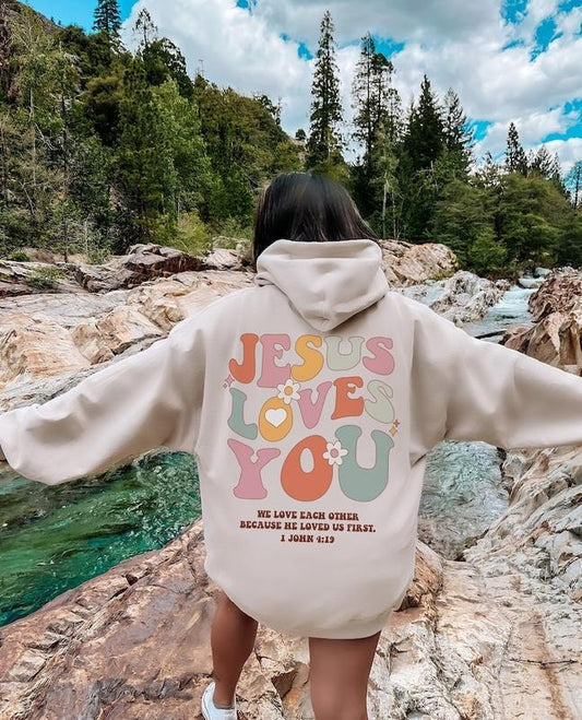 Jesus Loves You Hoodie, Retro Christian Hoodie, Christian Jesus Hoodie, Mental Health Hoodie, Christian Clothes Jesus Clothes Y2k  Hoodie and Sweater; T-shirt
