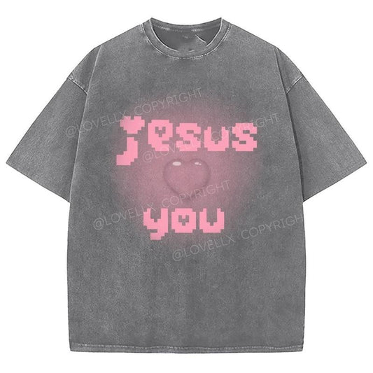 Jesus Loves You Washed T-Shirt, Christian Jesus  t shirts, Vintage 90s Graphic Tee Gift Cotton Top, Mineral color
