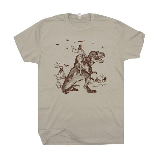 Jesus Riding Dinosaur T-Shirt, Funny T-Shirts Sweatshirt, Gift for Women Hoodie | WearSparks.com