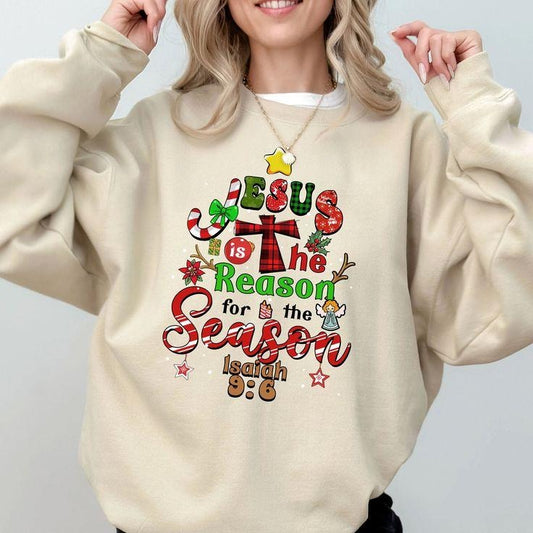 Jesus Sweatshirt, Jesus Is The Reason Christmas Sweatshirt, Retro Christmas Sweatshirt, Religious Christmas Gift, Jesus...