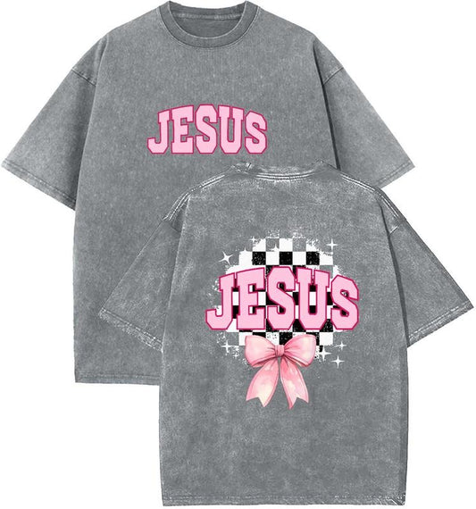 Jesus Unisex Washed T-Shirt, Christian Tshirts, Vintage 90s Graphic Tee, Gift Top Womenswear Cotton Mineral Colorstyle{n002}2