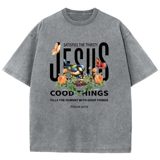 Jesus Unisex Washed T-Shirt, Christian t shirts, Vintage 90s Graphic Tee Gift Cotton Top Womenswear, Mineral colorstyle{n002}3