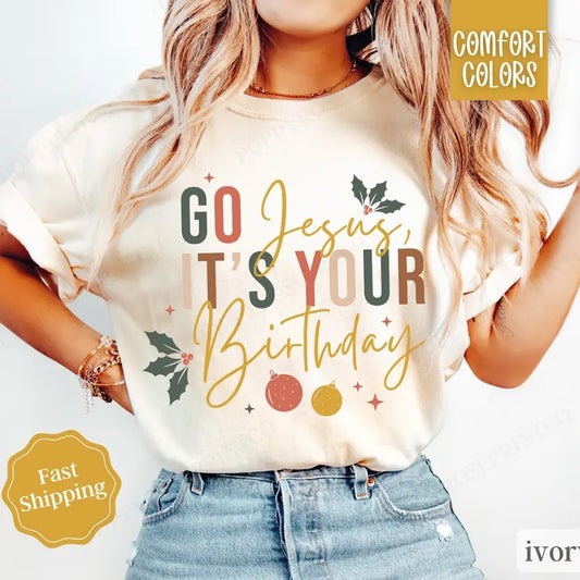 Jesus's Birthday Christmas Shirt Comfort Colors, Religious Holiday Tshirt, Women's Holiday Tee