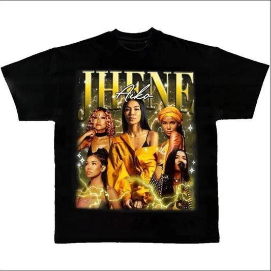 Jhene Classic Black Cotton T-Shirt - Unisex Heavy Cotton Tee Gildan 5000