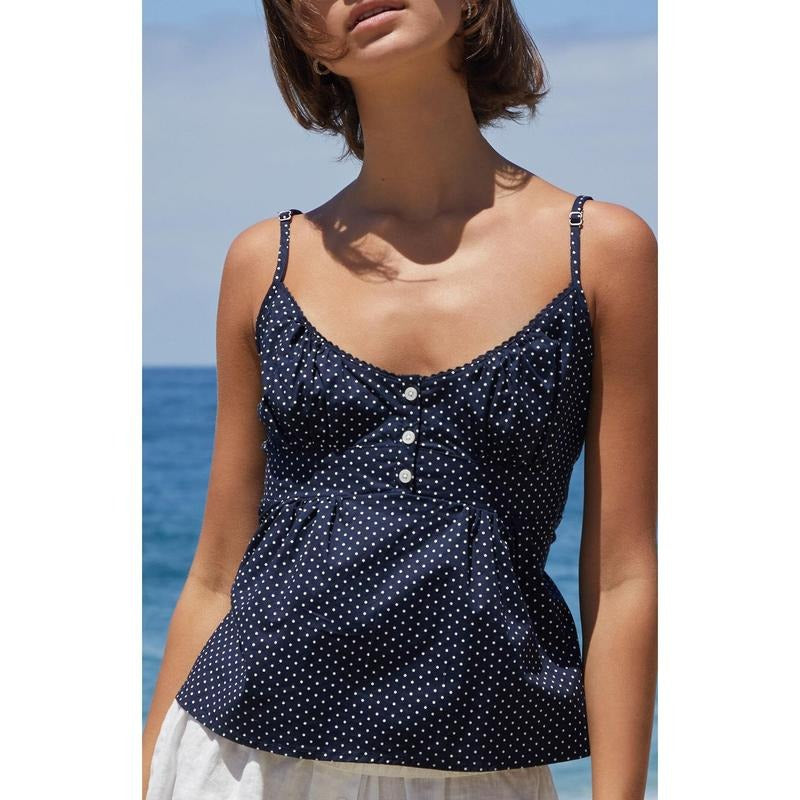 John Galt Women's Blue Polka Dot Tiffany Tank Top T-Shirts, Hoodie, Sweatshirt | WearSparks.com