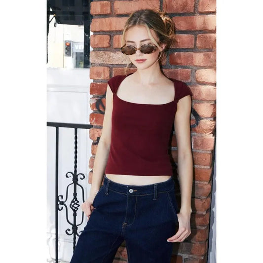 John Galt Women's Burgundy Ella Top