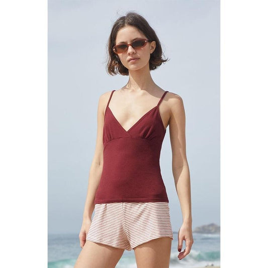 John Galt Women's Burgundy Overlap Tank Top