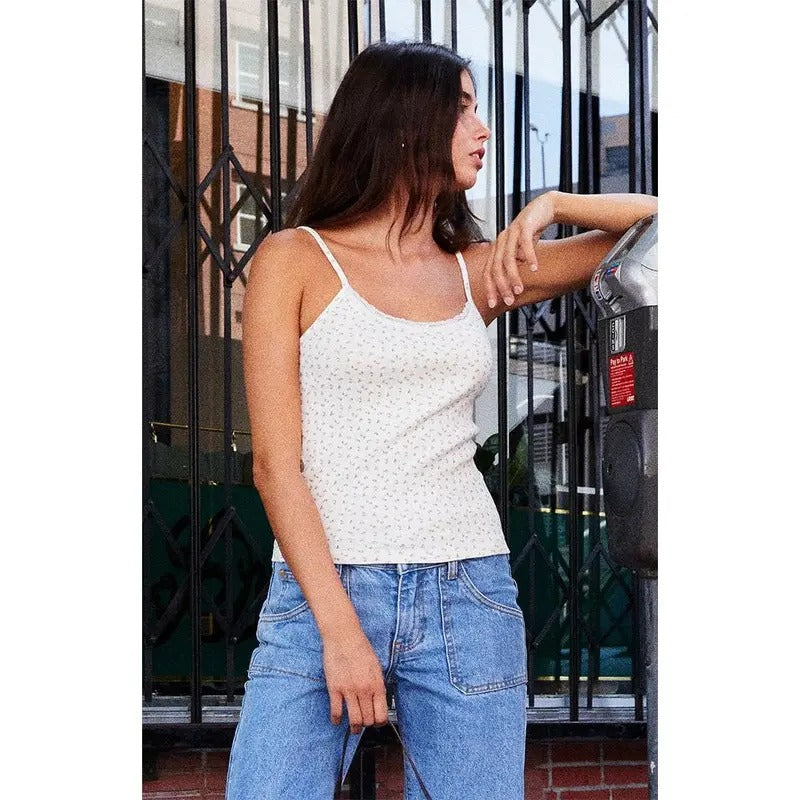 John Galt Women's Floral Skylar Pointelle Lace Tank Top T-Shirts, Hoodie, Sweatshirt | WearSparks.com