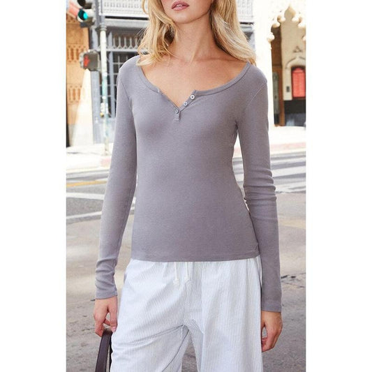 John Galt Women's Gray Zelly Long Sleeve Top