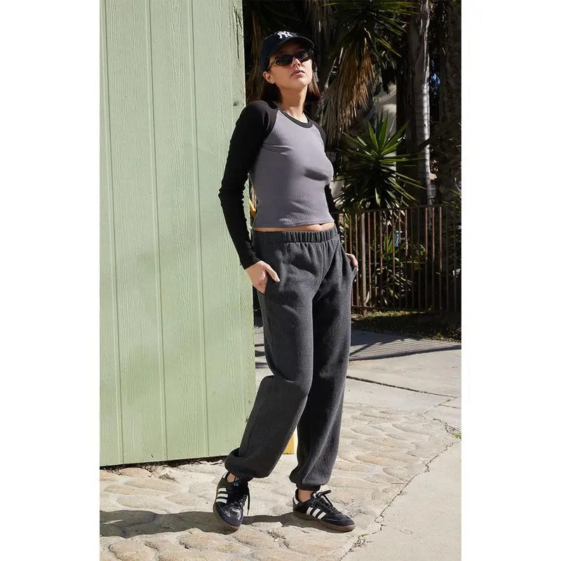 John Galt Women's Grey & Black Bella Long Sleeve Colorblock Top