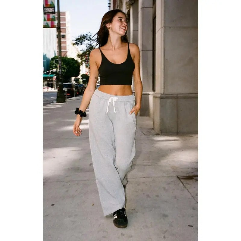 John Galt Women's Heather Grey Rosa Wide Leg Sweatpants T-Shirts, Hoodie, Sweatshirt | WearSparks.com