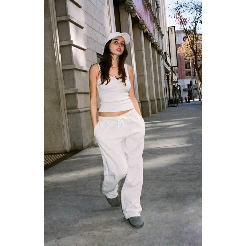 John Galt Women's Light Gray Anastasia Waffle Knit Sweatpants T-Shirts, Hoodie, Sweatshirt | WearSparks.com