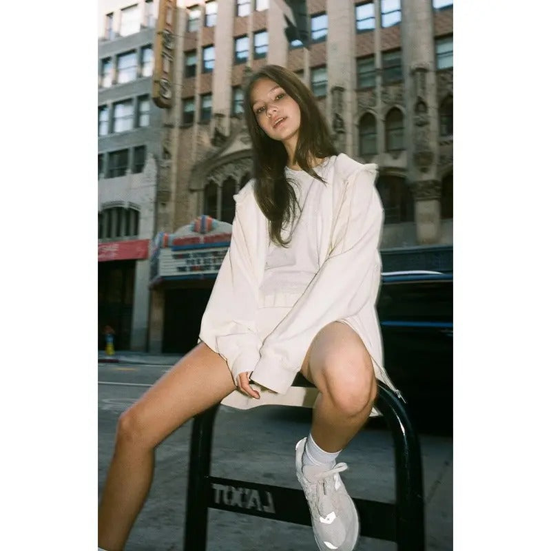 John Galt Women's Off White Full Zip Hoodie T-Shirts, Sweatshirt | WearSparks.com
