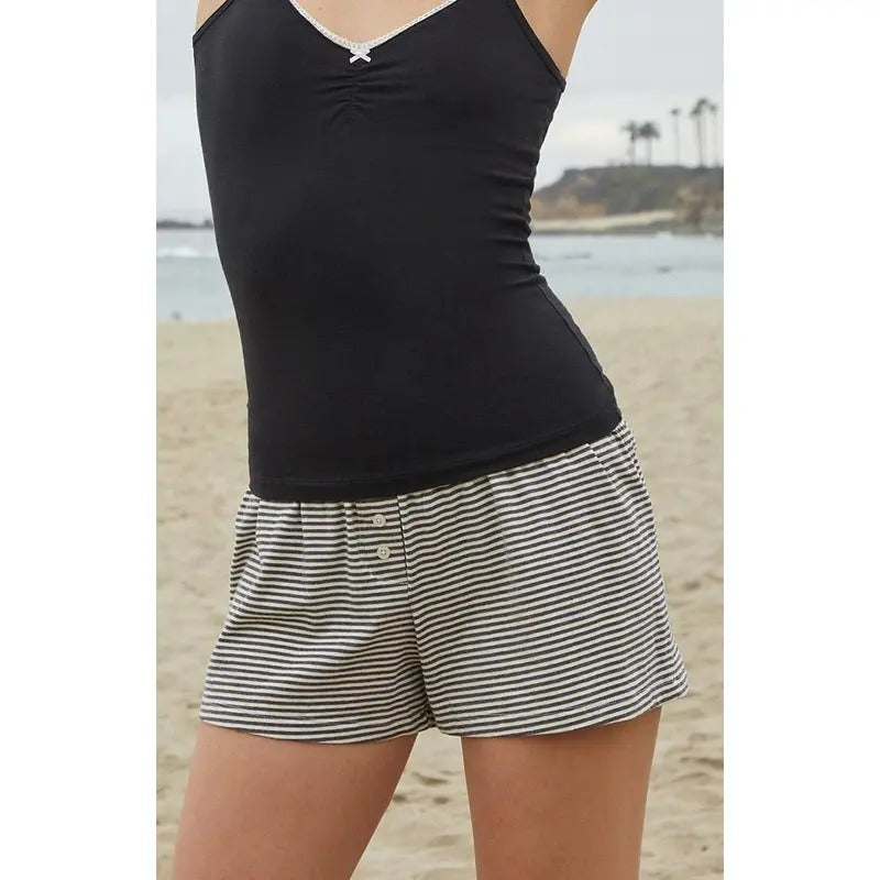 John Galt Women's Striped Keira Pajama Shorts T-Shirts, Hoodie, Sweatshirt | WearSparks.com
