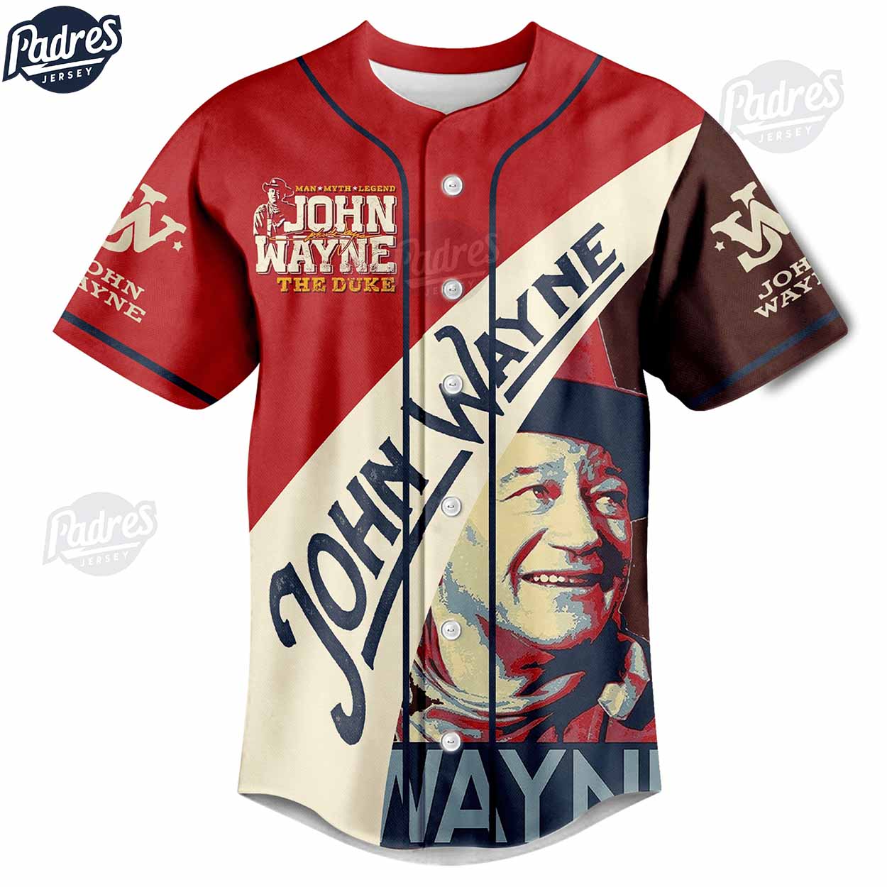 John Wayne The Man The Myth Legend Baseball Jersey - Padres Jersey Oasis: Elevate Your Baseball Style Game... (Image 1)