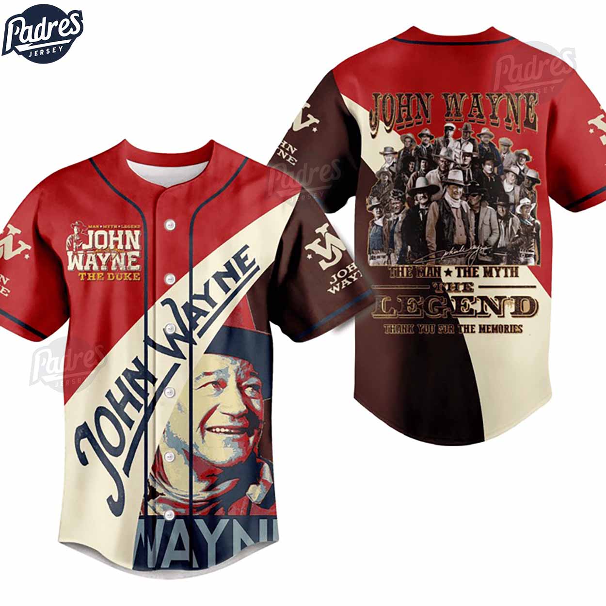 John Wayne The Man The Myth Legend Baseball Jersey - Padres Jersey Oasis: Elevate Your Baseball Style Game... (Image 3)