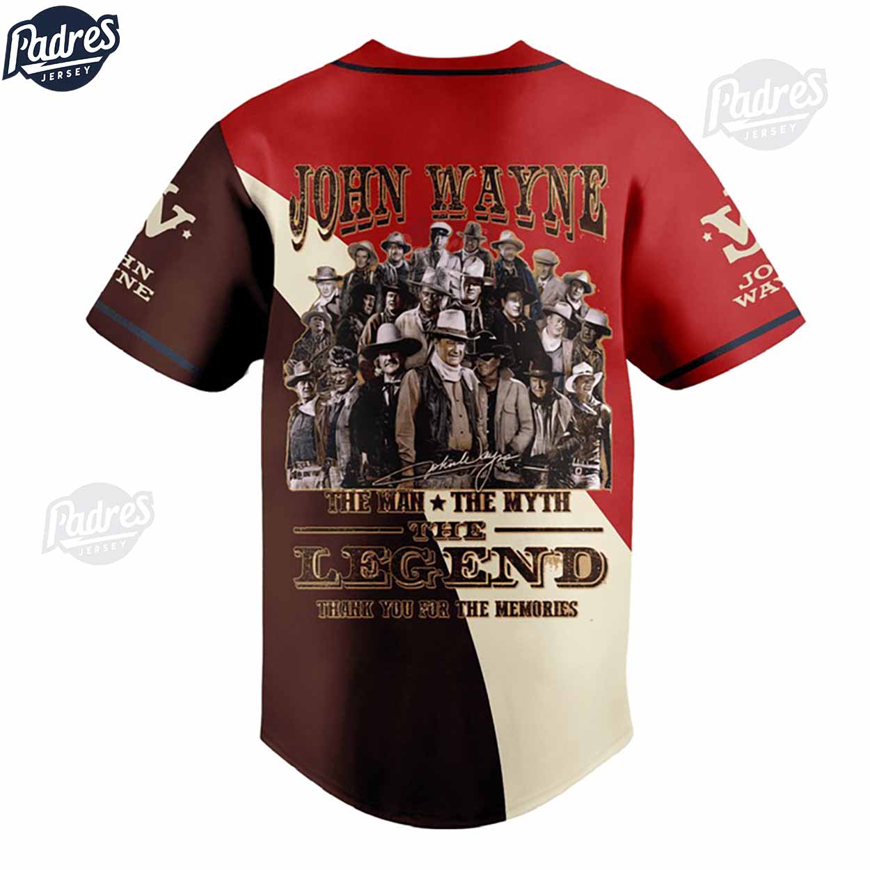 John Wayne The Man The Myth Legend Baseball Jersey - Padres Jersey Oasis: Elevate Your Baseball Style Game... (Image 4)