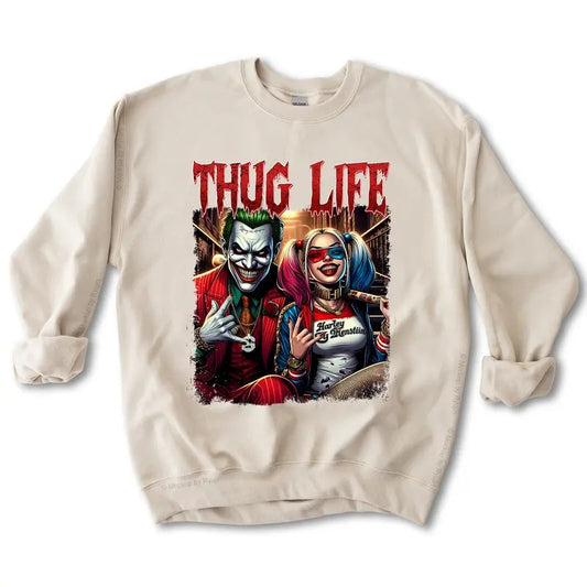 Joker and Harley Quinn Thug Life Halloween Nightmare Shirt Sweatshirt, Halloween Horror Shirt, Halloween Horror Night Merch, Halloween Horror Movie, Spooky Season Shirt, Printed Unisex Classic Cotton T-Shirts all Sizes all Colors for Women for Men