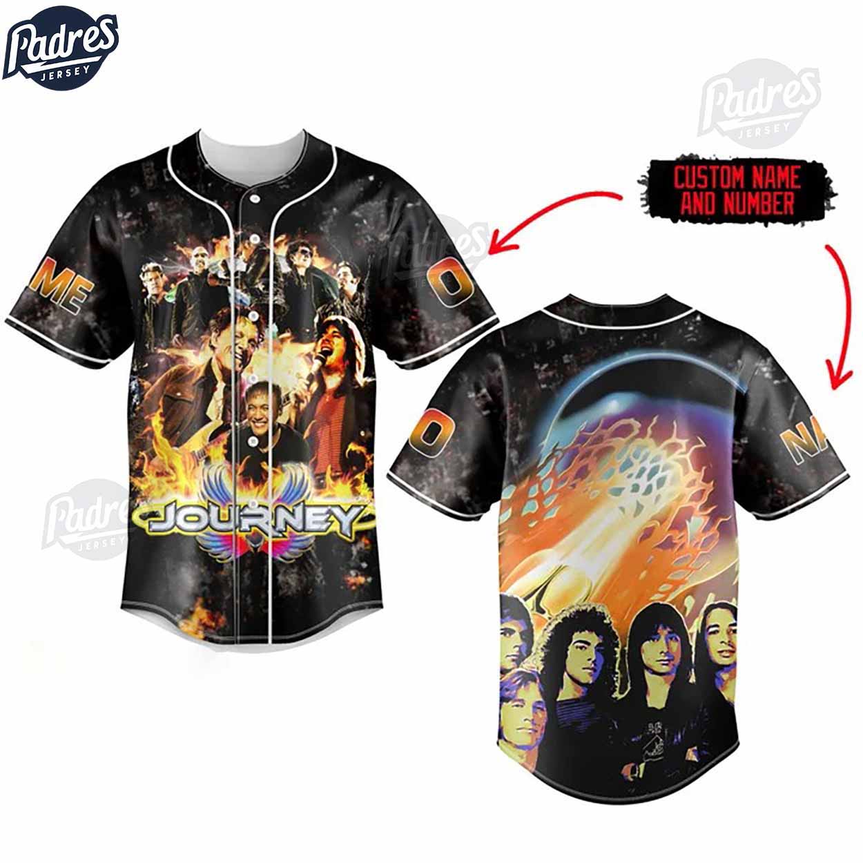 Journey Rock Band Custom Baseball Jersey - Padres Jersey Oasis: Elevate Your Baseball Style Game T-Shirts,... (Image 1)