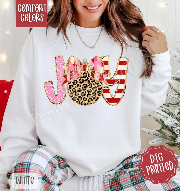 Joy Comfort Colors Sweatshirt, Trendy Women's Christmas Crewneck