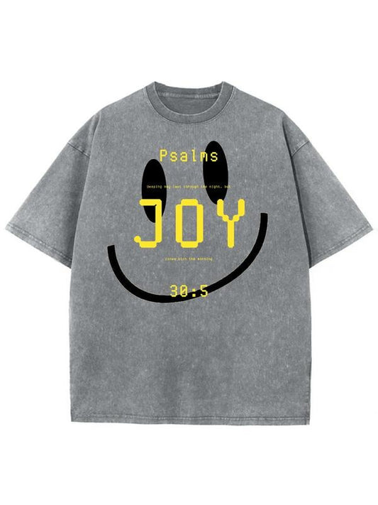 Joy Psalm 30_5 Unisex Washed T-Shirt, Christian Jesus  t shirts, Vintage 90s Graphic Tee Gift Cotton Top Womenswear Bottom