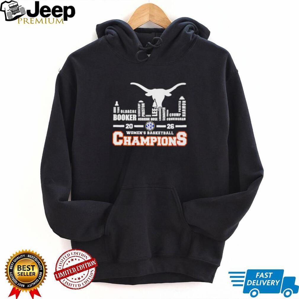 Texas Longhorns 2026 SEC Women’s Basketball Champions Roster Black T Shirt