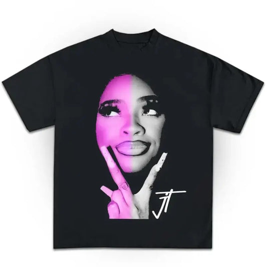 Jt Signature Face Graphic Tee T-Shirt, Gift For Women and Man Unisex T-Shirt 90s Vintage Bootleg Unisex Rap T-Shirt Vintage tee