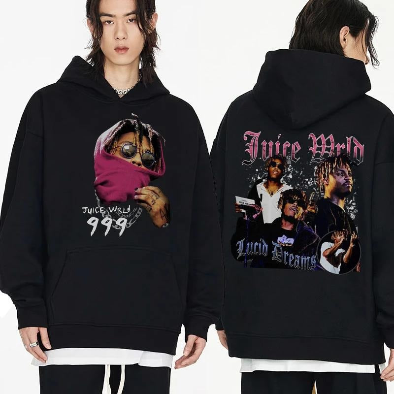 Juice Wrld Two Sided Hoodie, Juice Wrld Goodbye & Good Riddance Album 90s Rap Music Hoodie, Juice Wrld Merch, Rap Vintage Hoodie, Juice World Shirt 999, Unisex Hoodie, Gifts For Men Women, Long Sleeve Hoodie