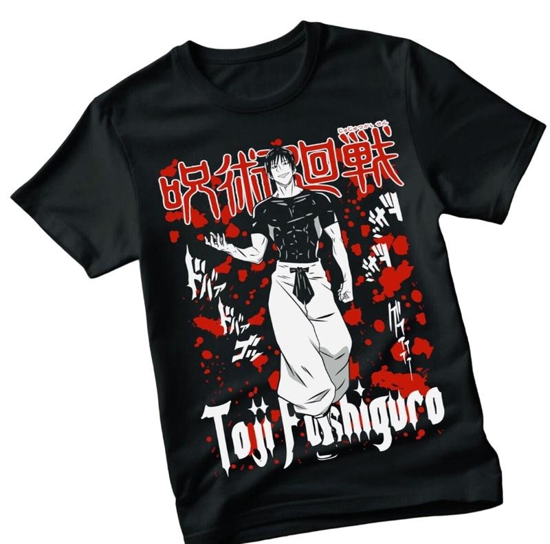 Jujutsu Kaisen Fushiguro Toji T-shirt Anime Horror Black Short Sleeve All Size