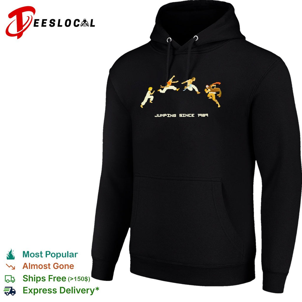 Jumping since 1989 pixel art characters shirt