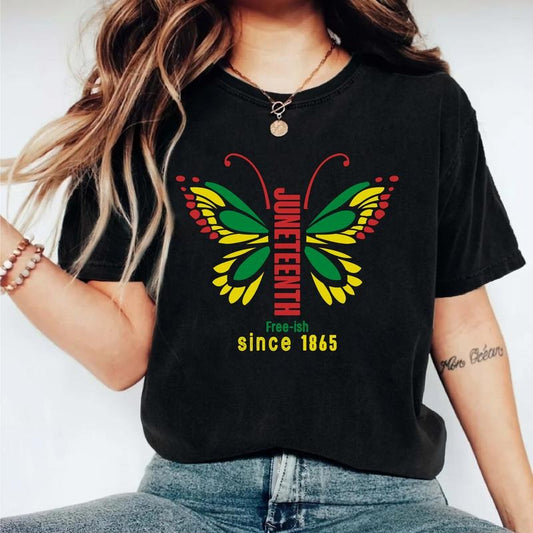 Juneteenth Butterfly Shirt, Free-ish T-shirt, Black History Tee, Equality Short Sleeve, Unisex 1865 Shirt, Freedom African American Tee, Black Independence Day Tee.