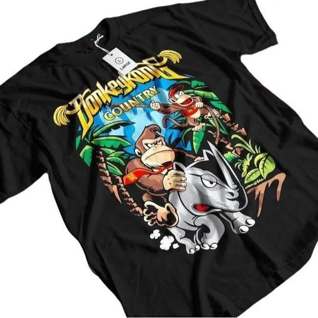 Jungle Adventure Retro Gaming Unisex T-shirt - 1990s Classic Clothing, Perfect Gift Idea, Powerful Gorilla Tee, Platformer Theme Wear