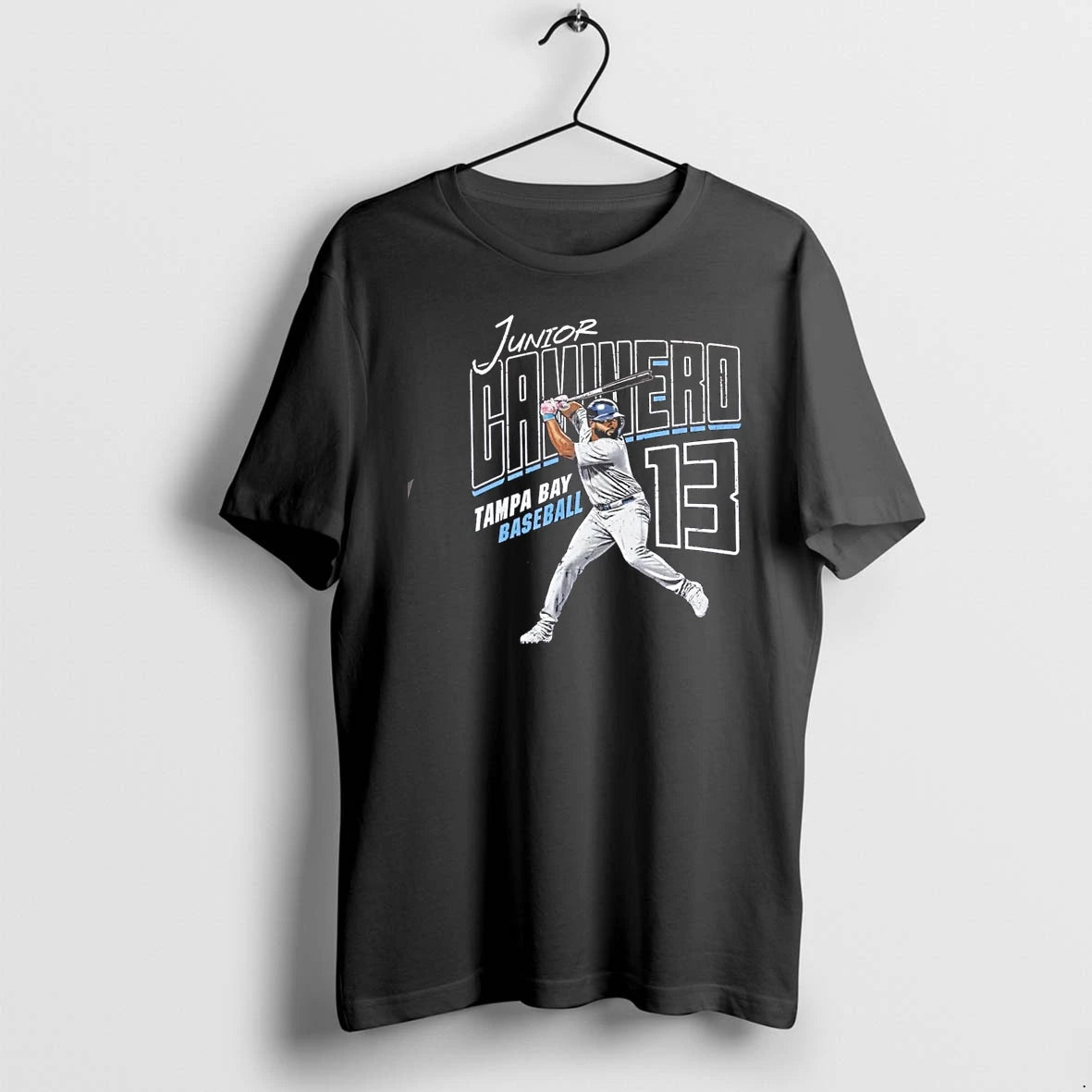 Junior Caminero No 13 Tampa Bay Rays Baseball Slant Graphic Tshirts Sweater