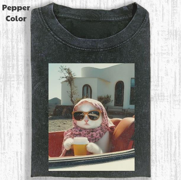 Just A Chill Girl Vintage Graphic Tee, Elegant Cat T-Shirt, Animal Shirt, Unisex Meme Cringe Funny Shirt, Menswear Womenswear Streetwear Cotton Comfort