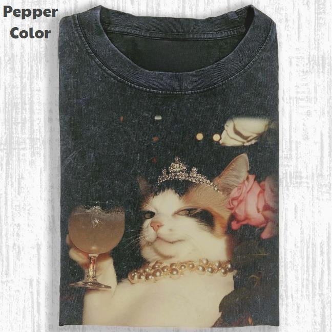 Just A Chill Girl Vintage Graphic Tee, Elegant Cat T-Shirt, Cat Kitten Animal Shirt, Unisex Meme Cringe Funny Shirt, Menswear Womenswear Streetwear Cotton Comfort