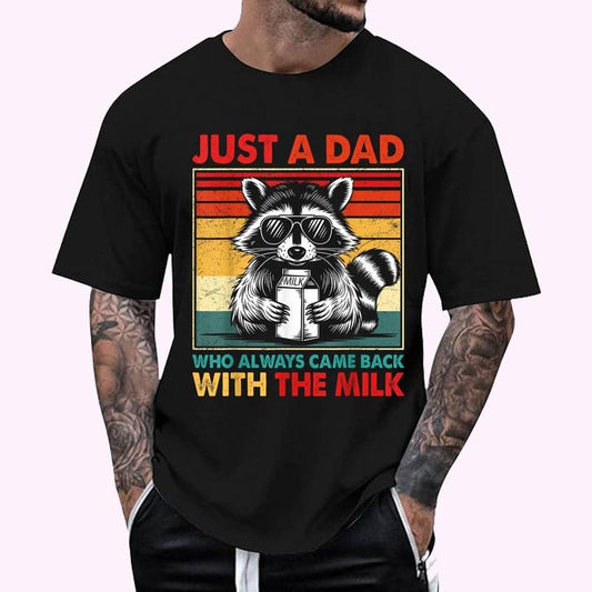 Just A Dad Who Always Came Back fathers day Funnu Mens Retro T-Shirt | Unisex Cotton Tee, Top Menswear