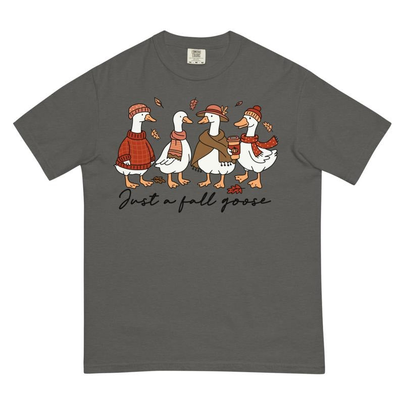 Just A Fall Goose Shirt ~ Unisex Apparel Relaxed Fit Printed In The USA Clothing Womenswear Casual Comfort Cotton Top Athletic Boho Chicstyle{n002}2