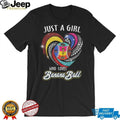 Just A Girl Who Loves Banana Ball Glitter Heart Baseball T Shirt