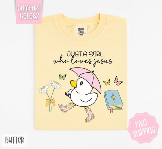 Just A Girl Who Loves Jesus Shirt Comfort Colors, Religious Tshirt, Cute Women's Tee, Gift for Her