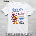 Just A Girl Who Loves Red White Blue and Pooh Patriotic T Shirt