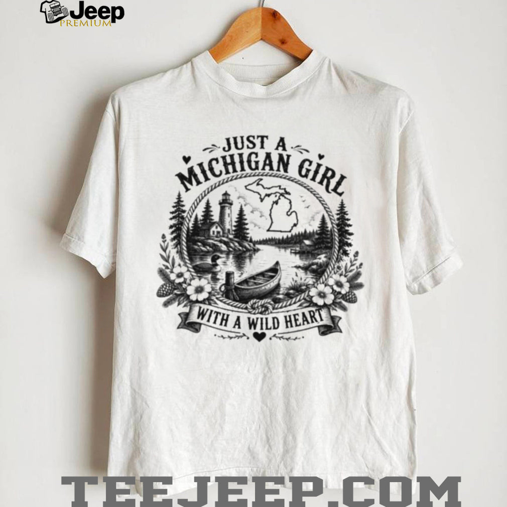 Just A Michigan Girl With A Wild Heart Vintage Silhouette Gift Women Shirt