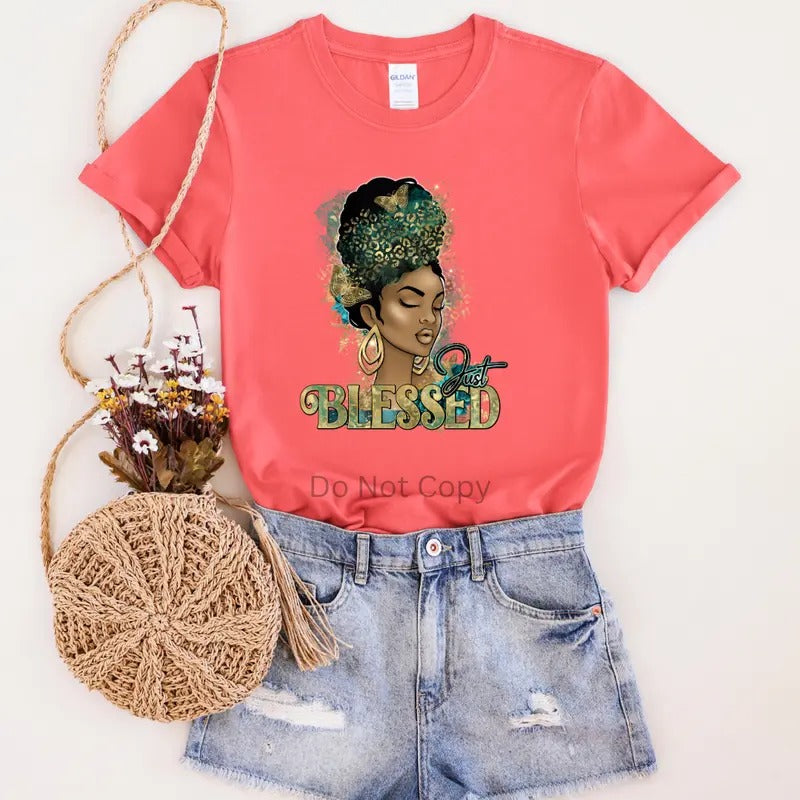 Just Blessed Teal DTF Transfer ONLY -This is NOT a T Shirt