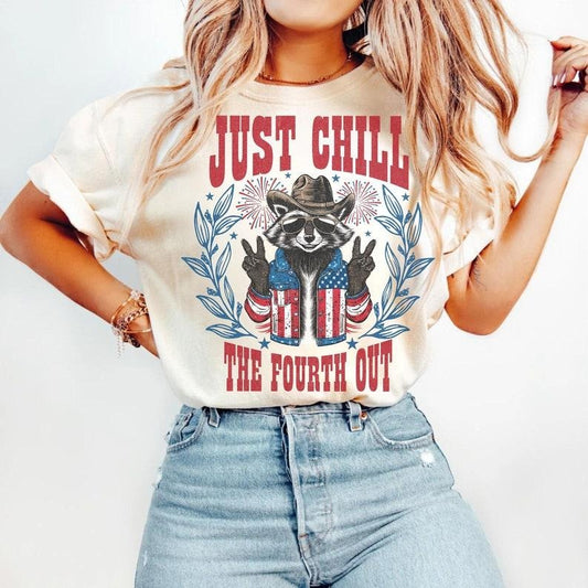 Just Chill The Fourth Out, America, Retro 4th of July, USA, Independence Day, 1776 Funny , Raccoon , Feral  T-shirt, sweater and Hoodie