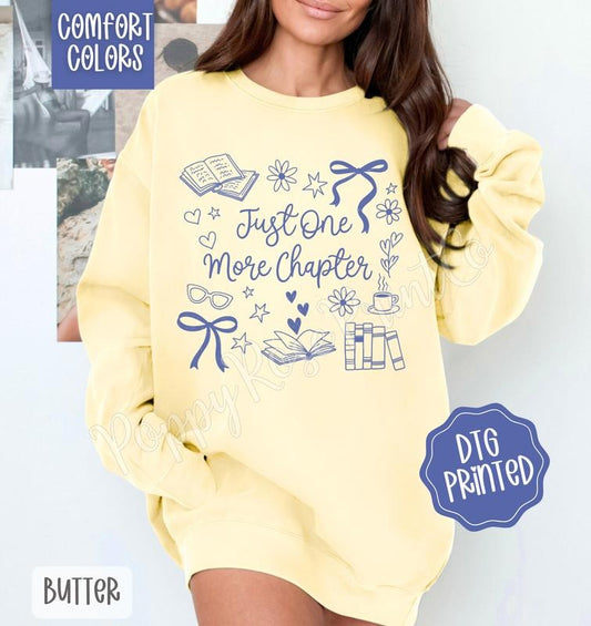 Just One More Chapter Comfort Colors Sweatshirt, Trendy Book Lover Crewneck
