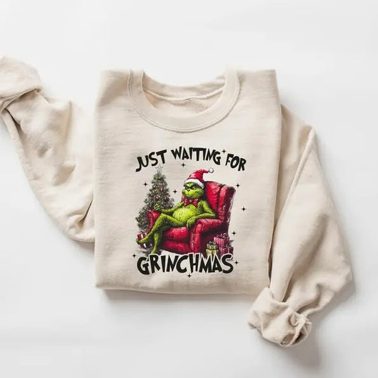 Just Waiting for Griiinchmas Sweat, Griiinchmas Shirt, Merry Xmas Sweatshirt, Merry Griiinchmas Shirt, Griiinchmas Family...