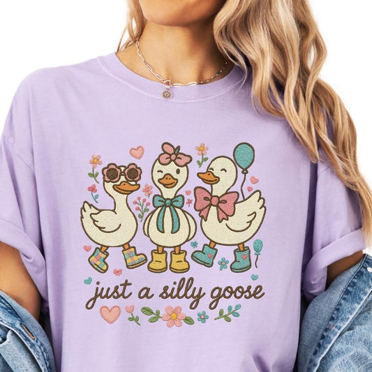 Just a Silly Goose Shirt ~ Unisex Apparel Relaxed Fit Printed In The USA Clothing Womenswear Casual Comfort Cotton Top Athletic Boho Chic
